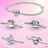 925 Silver Shell Bracelet - Heart Charm Jewelry