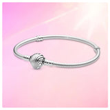 925 Silver Shell Bracelet - Heart Charm Jewelry