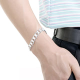 925 Silver 10MM Geometric Chain Bracelet Men Women Wedding Jewelry