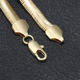 925 Silver 18K 6MM Snake Bone Chain Bracelet Wedding Jewelry