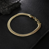 925 Silver 18K 6MM Snake Bone Chain Bracelet Wedding Jewelry