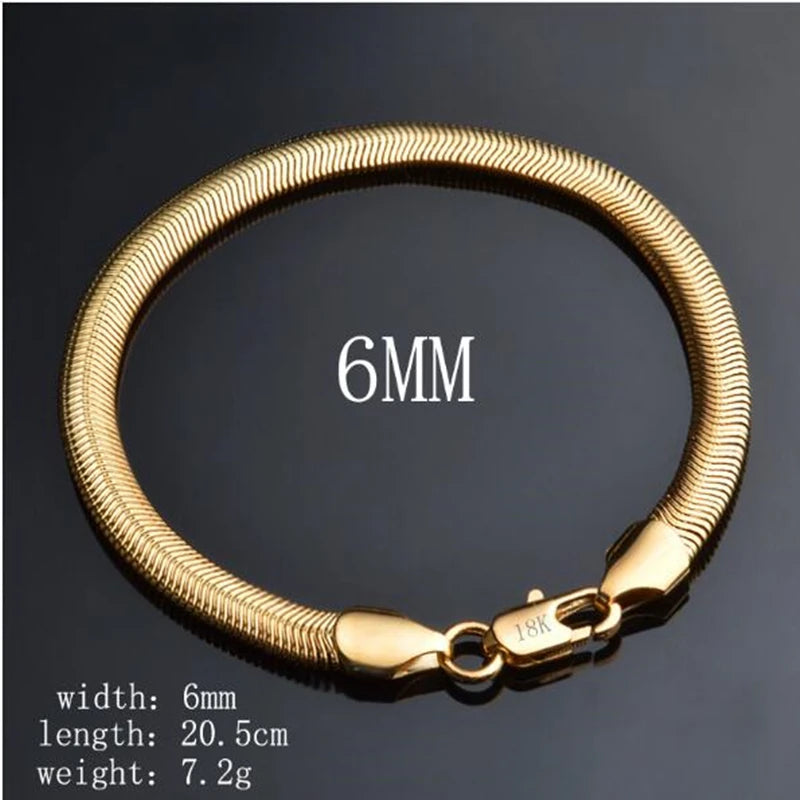 925 Sterling Silver Snake Bone Chain Bracelet 6MM