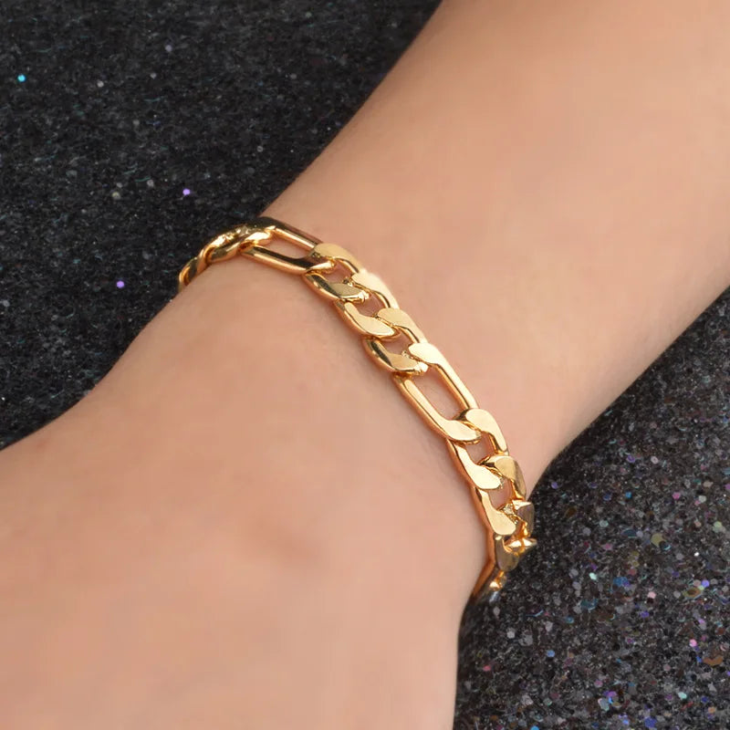 925 Silver 18K 8MM Geometry Chain Bracelet Wedding Party Jewelry