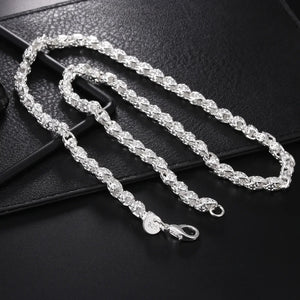925 Silver Faucet Chain Necklace 20-24Inch 5MM for Party Wedding