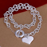 925 Silver 20 Inch Heart Pendant Necklace for Women