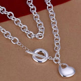 925 Silver 20 Inch Heart Pendant Necklace for Women