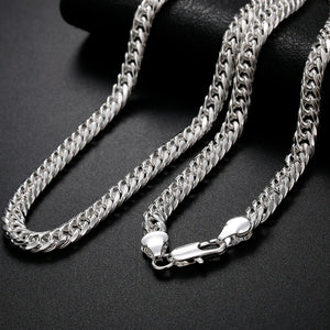 925 Silver 6MM Chain Necklace for Women Men Party Wedding Accessories
