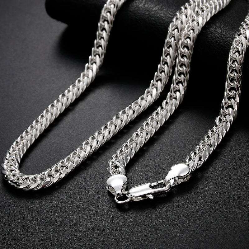 925 Silver 6MM Chain Necklace for Women Men Party Wedding Accessories