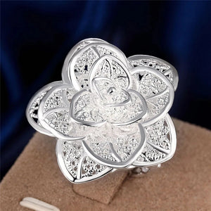 925 Sterling Silver Flower Rings Bracelet Jewelry Set for Women