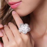 925 Sterling Silver Flower Rings Bracelet Jewelry Set for Women