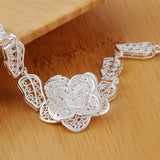 925 Sterling Silver Flower Rings Bracelet Jewelry Set for Women