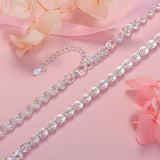 925 Silver Engraved Pattern Chain Necklace for Women Party Wedding