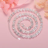 925 Silver Engraved Pattern Chain Necklace for Women Party Wedding