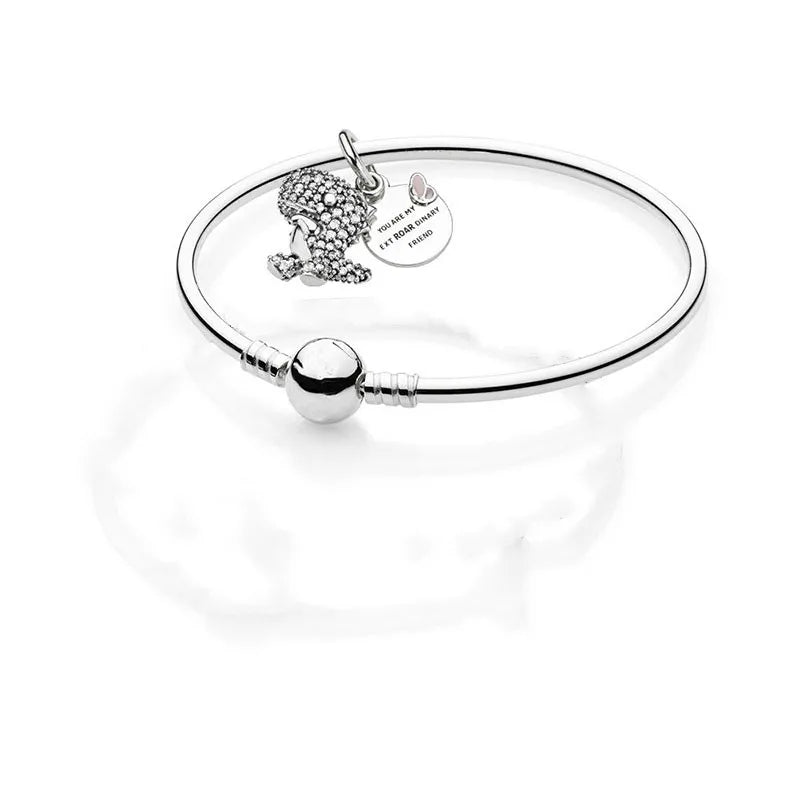 925 Silver Pave Dinosaur Charm for Pan Bracelets - Set for Women