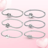 925 Sterling Silver Heart Stitch Bracelet for Women