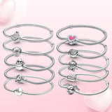 925 Sterling Silver Heart Stitch Bracelet for Women