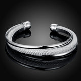 925 Silver Mesh Beveled Smooth Bracelet Jewelry Gift Women