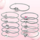 925 Silver Bracelet Mouse Heart Clasp Chain Heart Bracelet