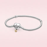 925 Silver Bracelet Sparkling Mouse Heart Clasp
