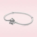 925 Silver Bracelet Mouse Heart Clasp Snake Chain Bracelet for Women
