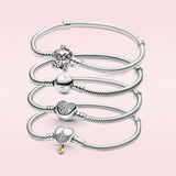 925 Silver Bracelet Sparkling Mouse Heart Clasp