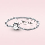 925 Silver Bracelet Mouse Heart Clasp Snake Chain Bracelet for Women