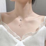 925 Silver Butterfly Tassel Necklace Crystal Jewelry For Women