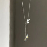 925 Silver Butterfly Tassel Necklace Crystal Jewelry For Women