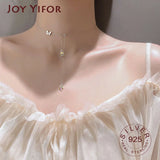 925 Silver Butterfly Tassel Necklace Crystal Jewelry For Women