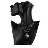 925 Silver MOM Heart Pendant Necklace AAA Zircon Women Wedding Jewelry