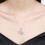 925 Silver MOM Heart Pendant Necklace AAA Zircon Women Wedding Jewelry