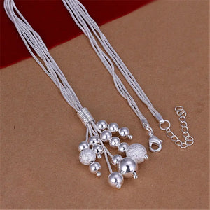 925 Silver Tassel Beads Snake Chain Necklace Wedding Jewelry