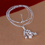 925 Silver Tassel Beads Snake Chain Necklace Wedding Jewelry