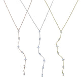 925 Silver CZ Geometric Shaped Necklace Sexy Y Necklace Women Jewelry