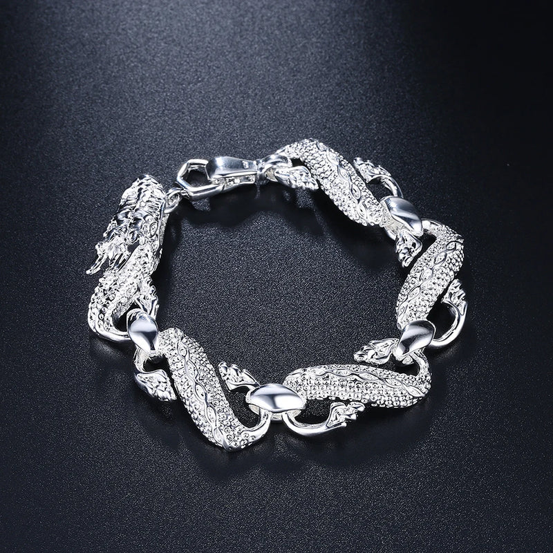 925 Sterling Silver Big Dragon Chain Bracelet for Men Party Wedding Jewelry Gift