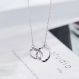 925 Sterling Silver Double Circle CZ Necklaces for Women