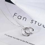 925 Sterling Silver Double Circle CZ Necklaces for Women