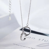 925 Sterling Silver Double Circle CZ Necklaces for Women