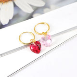 925 Silver Ear Needle Pink Zircon Earrings Water Drop/Star/Geometric Hoop