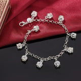 925 Silver Crown Chain Bracelet Wedding Party Jewelry Christmas