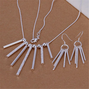 925 Silver Jewelry Set Charms Earrings Necklace for Party Wedding