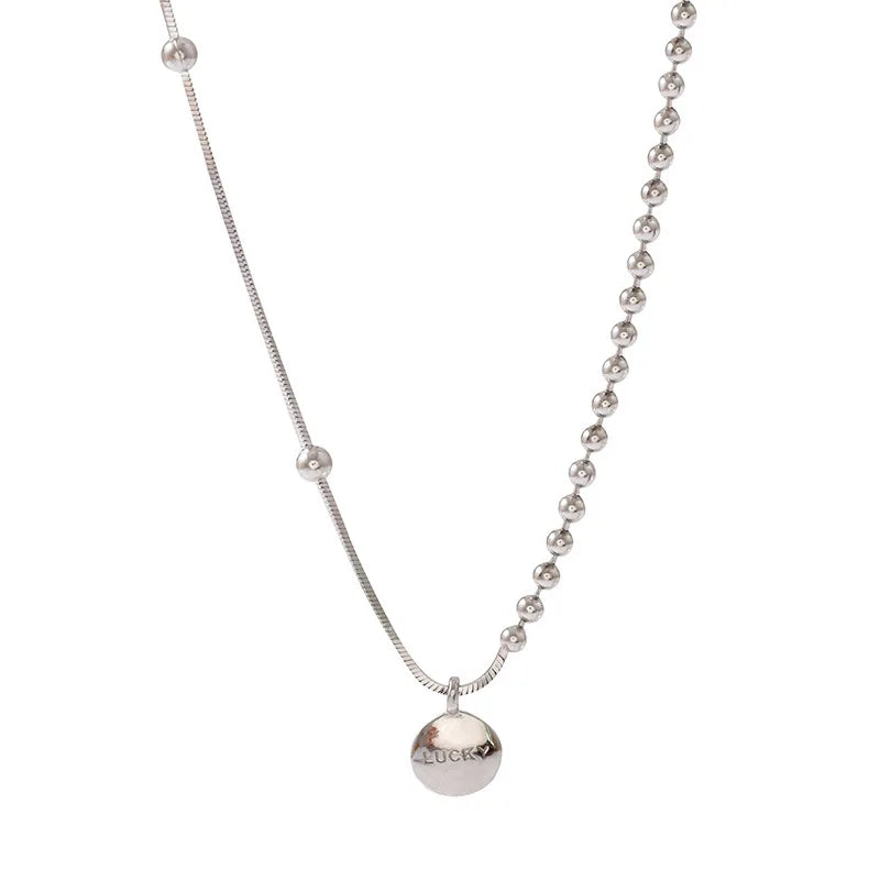 925 Silver Lucky bean letter Choker necklaces chain Pendant
