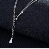 925 Silver Necklace Double Layer Chain Zircon Heart Pendants Women