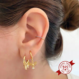 925 Silver Snake Pendant Hoop Earrings Women Animal Jewelry
