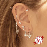 925 Silver Snake Pendant Hoop Earrings Women Animal Jewelry