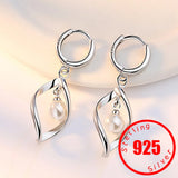 925 Silver Drop Earrings Cubic Zirconia Round Hollow Silver Jewelry