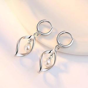 925 Silver Drop Earrings Cubic Zirconia Round Hollow Silver Jewelry