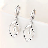 925 Silver Drop Earrings Cubic Zirconia Round Hollow Silver Jewelry