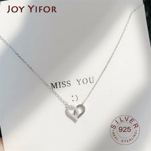 925 Silver Plated CZ Heart Necklace for Women