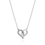 925 Silver Plated CZ Heart Necklace for Women